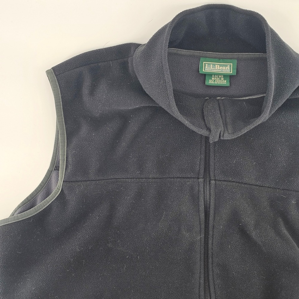 L.L. Bean Fleece Vest Mens XL Black Polartec Full Zip Sleeveless Jacket